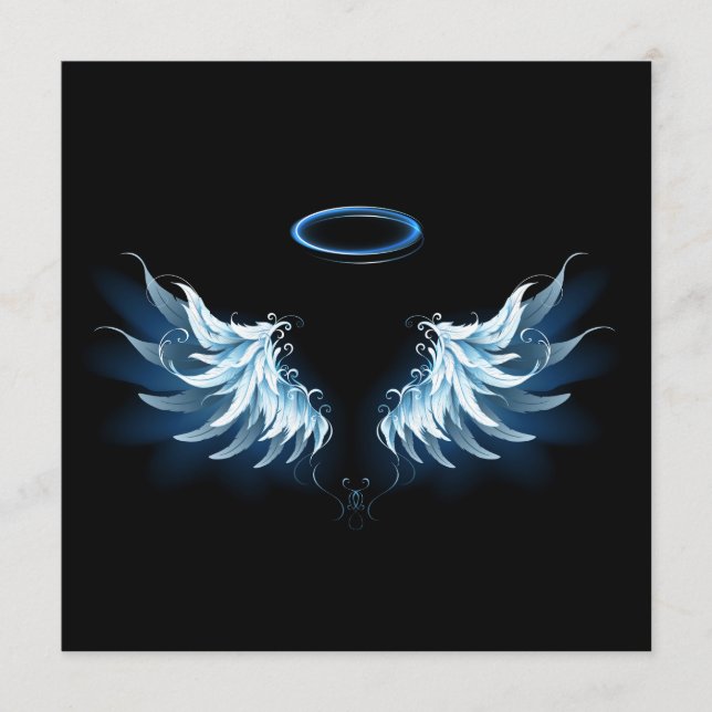 Blue Glowing Angel Wings on black background Program (Front)