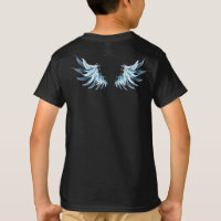 Blue Glowing Angel Wings on black background
