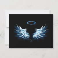 Blue Glowing Angel Wings on black background