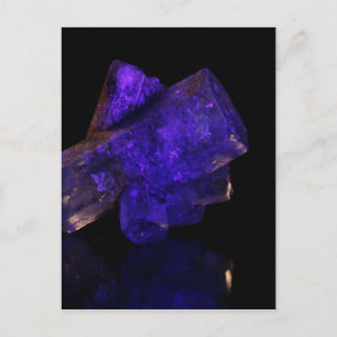 Blue glowing crystal postcard