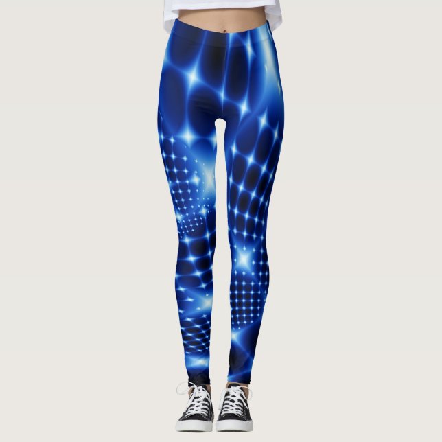 Blue glowing fractal leggings (Front)