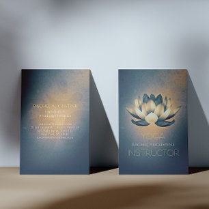 Blue Glowing Lotus and OM Symbol Yoga Instructor Business Card