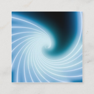 Blue glowing neon line art wave square business card