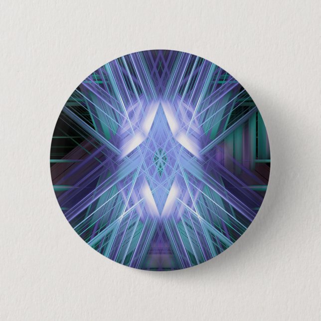 Blue glowing star 2 inch round button (Front)