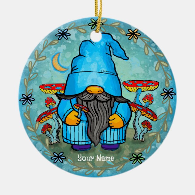 Blue gnome  ceramic ornament (Front)