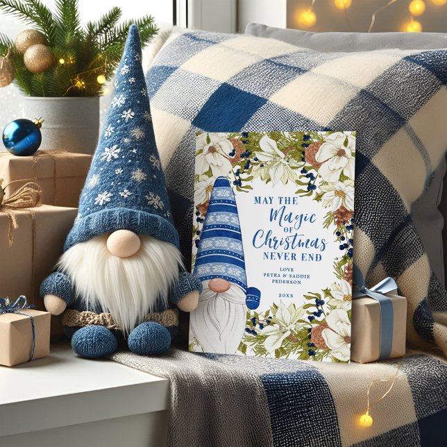 Blue Gnome Magic of the Holidays Carte de vacances (Créateur téléchargé)