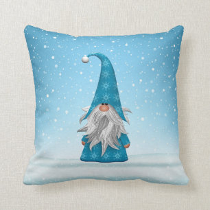 Blue Gnome Throw Pillow