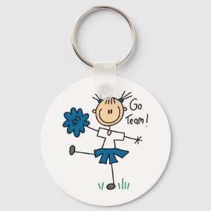 Blue Go Team Cheerleader T-shirts and Gifts Keychain