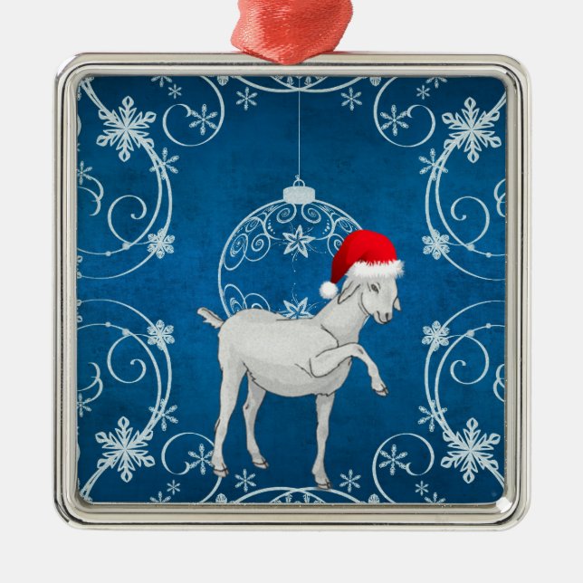 Blue Goat Metal Ornament (Front)