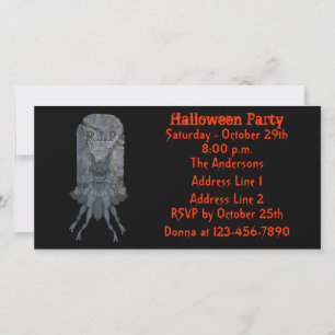 Blue Goblin Tombstone Halloween Invitation de la f
