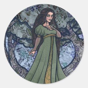 Blue Goddess Woods Pagan Art Nature Goddesses Classic Round Sticker