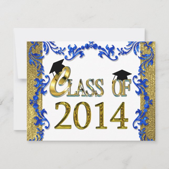 Blue & Gold 2014 Graduation Party Invitations (Front)