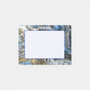 Blue Gold Abstract 3D effect Personalized 4x3 Post-it Notes