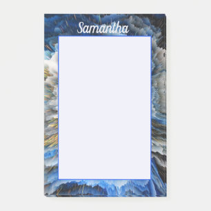 Blue Gold Abstract 3D effect Personalized 4x6 Post-it Notes