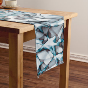 Blue Gold Abstract Art Short Table Runner