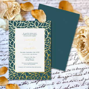 Blue & Gold Abstract Leaf Pattern Wedding