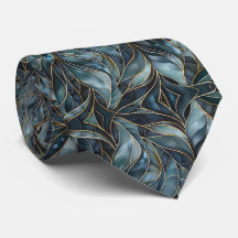 Blue Gold Abstract Neck Tie