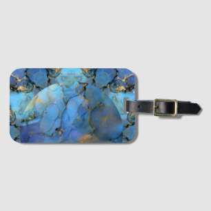blue gold abstract scifi orb earth luggage tag