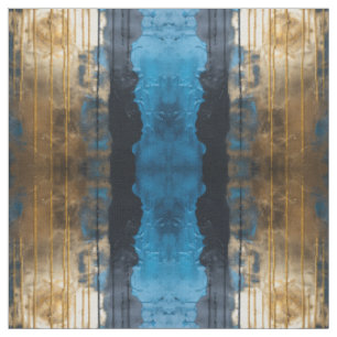 Blue Gold Abstract Seamless Pattern Fabric