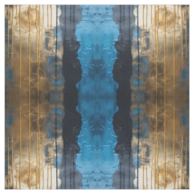 Blue Gold Abstract Seamless Pattern Fabric (Swatch)
