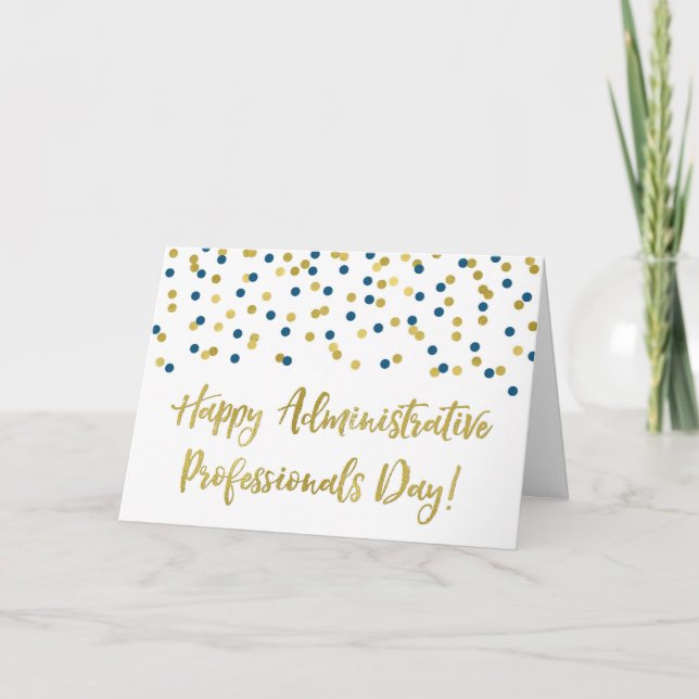 Blue Gold Administrative Professionals Day Card (Front)