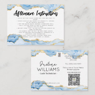 blue gold agate Lash Eyelash Extensions aftercare Business Card