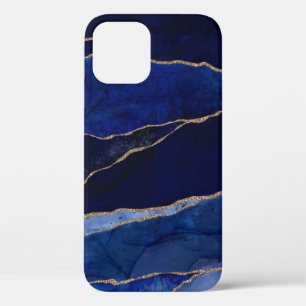 Blue & Gold Agate Modern Glam Minimal Chic Case-Ma iPhone 12 Case