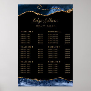 Blue Gold Agate Price List Poster