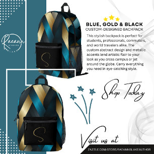 Blue, Gold and Black Custom Backpack