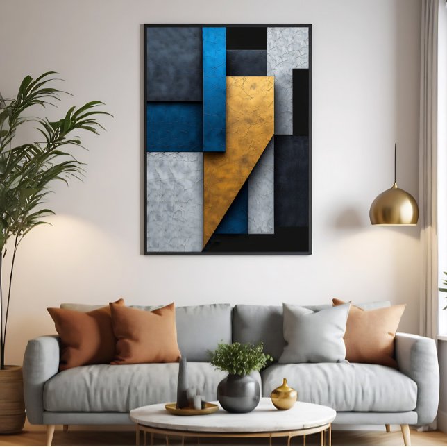 Blue, Gold and Concrete Canvas Print (Creator Uploaded)