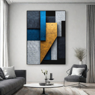 Blue, Gold and Concrete Poster