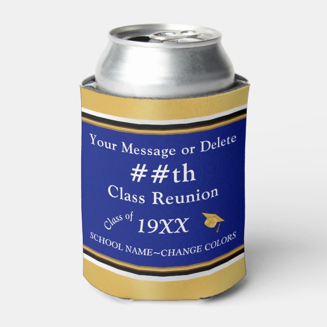 Blue, Gold and White, Class Reunion Gift Ideas,  Can Cooler (Can Front)