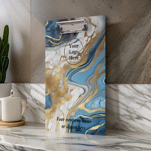 Blue gold and white marble clipboard