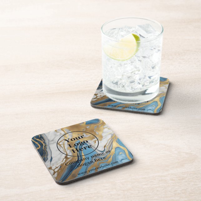 Blue gold and white marble coaster (Right Side)