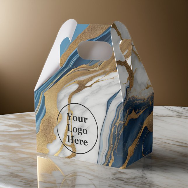 Blue gold and white marble favor box (Creator Uploaded)