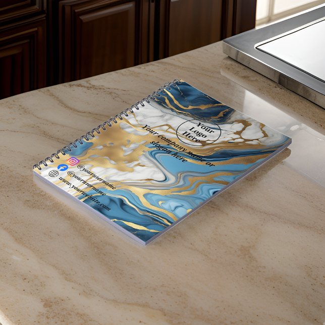 Blue gold and white marble notebook (Creator Uploaded)