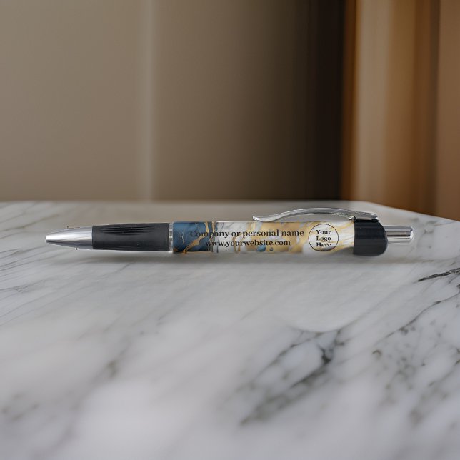 Blue gold and white marble pen (Creator Uploaded)