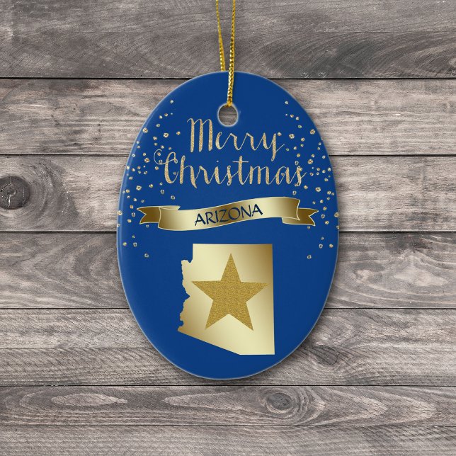 Blue Gold Arizona Star Ceramic Ornament (Creator Uploaded)
