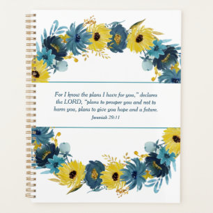 Blue Gold Autumn Wreath Christian Scripture Planner