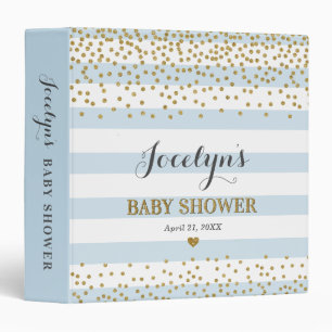 Blue Gold Baby Boy Shower Organizer Keepsake Album Binder