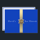 Blue & Gold  Bar Mitzvah Star of David Invitation<br><div class="desc">Bar Mitzvah invitation with pretty blue background,  pretty gold ribbon and silver and gold Star of David. Personalize with your text to create your special invitation.</div>
