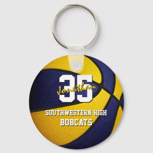blue gold basketball club team colors keychain