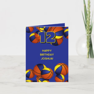 blue gold basketballs kids birthday card