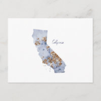 Blue & Gold California State Map