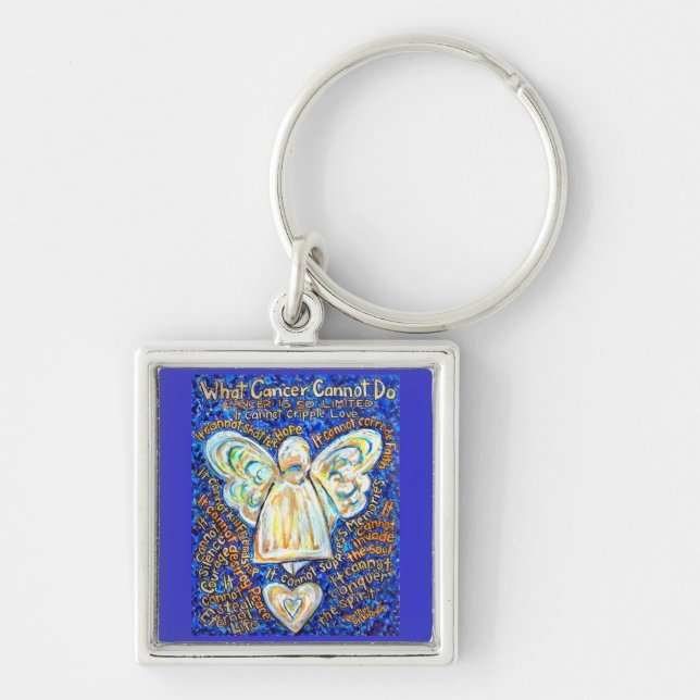 Blue & Gold Cancer Cannot Angel Art Key chain (Front)