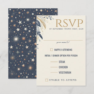 Blue & Gold Celestial Food Choices RSVP Card