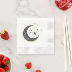 Blue & Gold Celestial Wedding Invitation Napkin