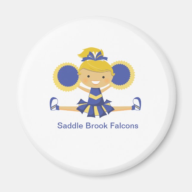 Blue & Gold Cheerleader Magnet (Front)