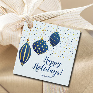Blue Gold Christmas Ornaments Holiday Favour Tags