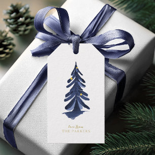 Blue Gold Christmas Pattern#10 ID1009 Gift Tags